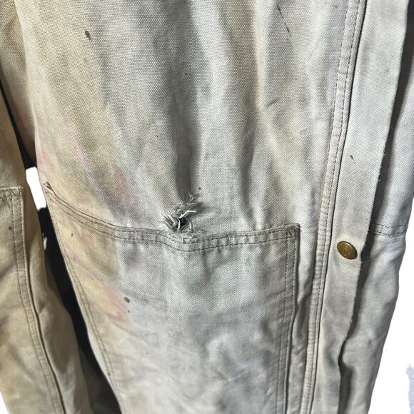 Carhartt VTG Coverall Insulated Double Front Knee Bib Overalls FLAW Tan 42x29 - Picture 7 of 10